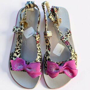 Miss Blumarine Leopard Bow Sandals Girls Size 29